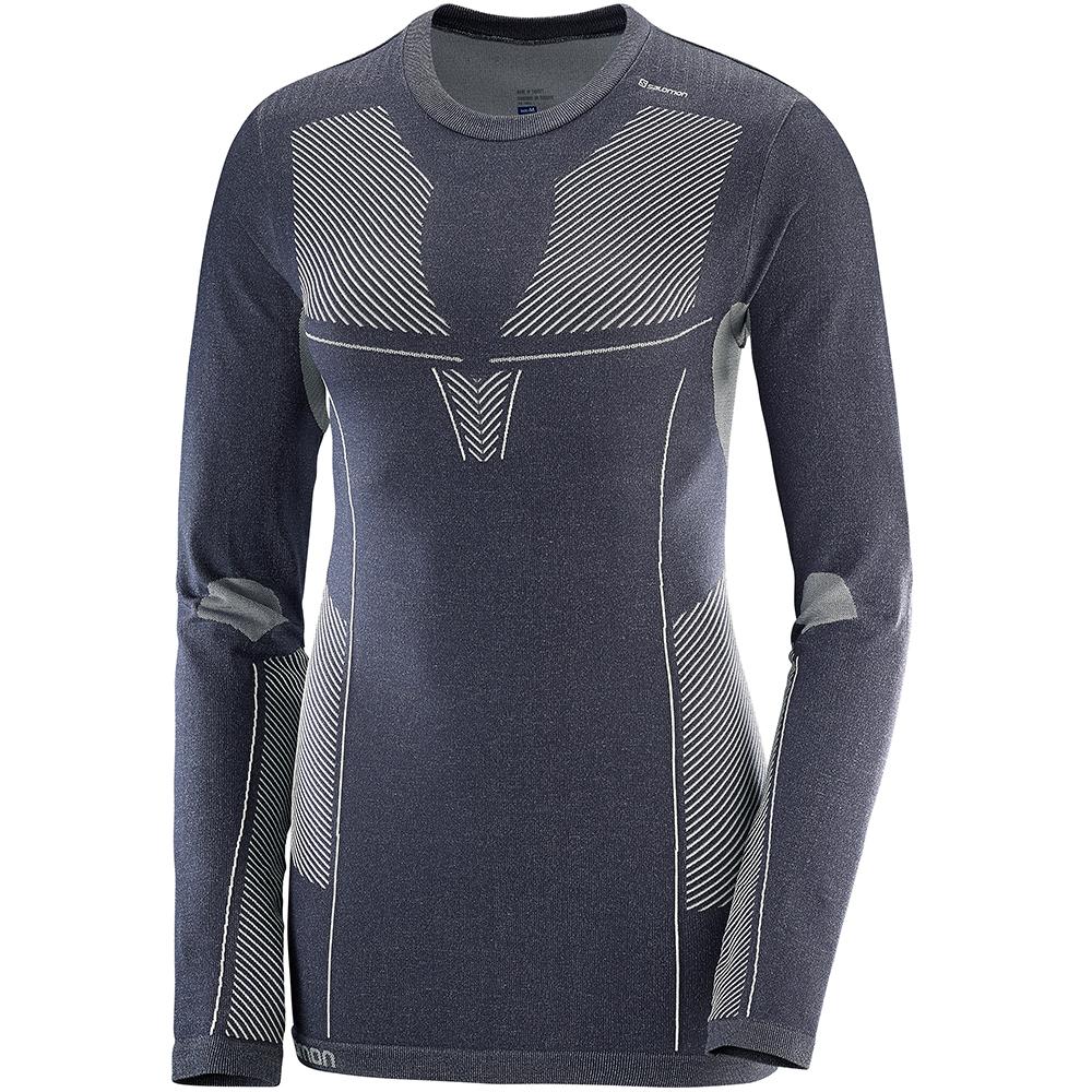 Salomon PRIMO WARM LS CN W Capa Intermedia Mujer - Gris Pizarra - Colombia (65924-FOMZ)